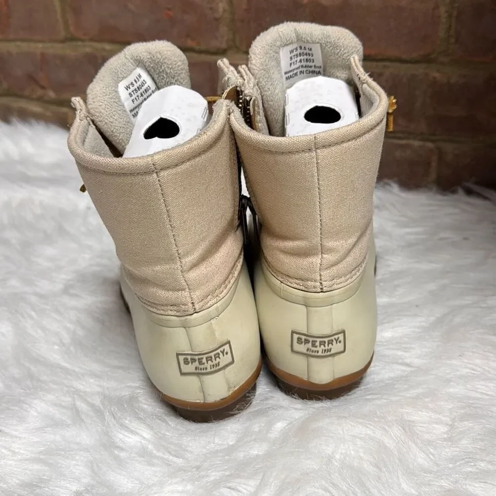 Sperry Women’s Saltwater Sparkle Rain Boot Water Resist Duck metallic Size 9.5